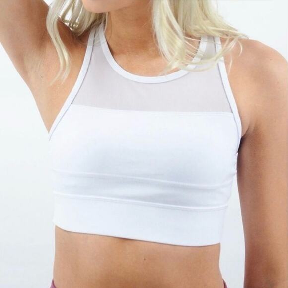 ZYIA ACTIVE White All Star Mesh Back Zip High Support Workout Gym Sports‎ Bra S - Picture 1 of 11
